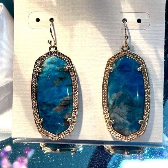 NWT Kendra Scott Elle Earrings Apatite & Yellow Gold Retired VERY RARE Stunning! - Picture 6 of 7